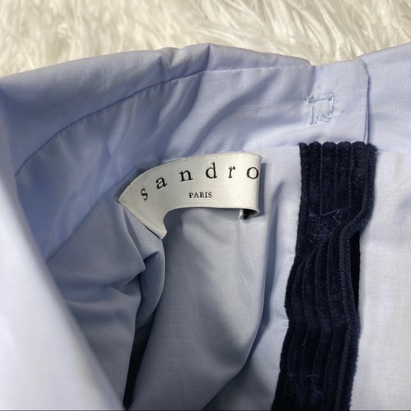 Sandro | Laury Contrast Collar Blue Corduroy Dress - Picture 10 of 13